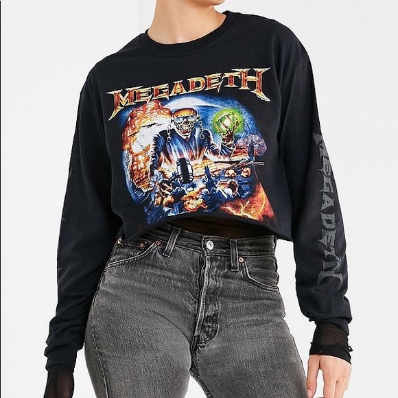 Urban Outfitters Tops - Megadeth cropped long sleeve tee
